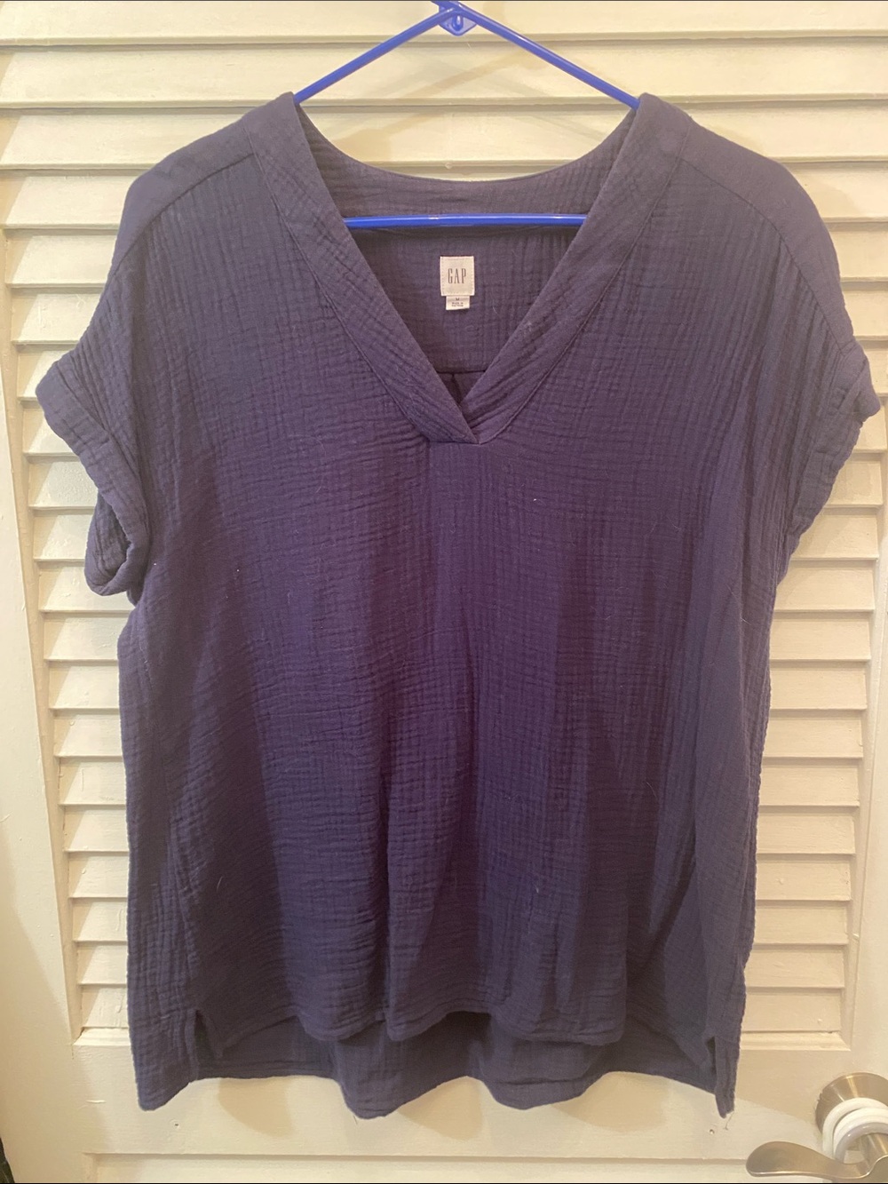 GAP Navy V-Neck Gauze Short Sleeve Tunic